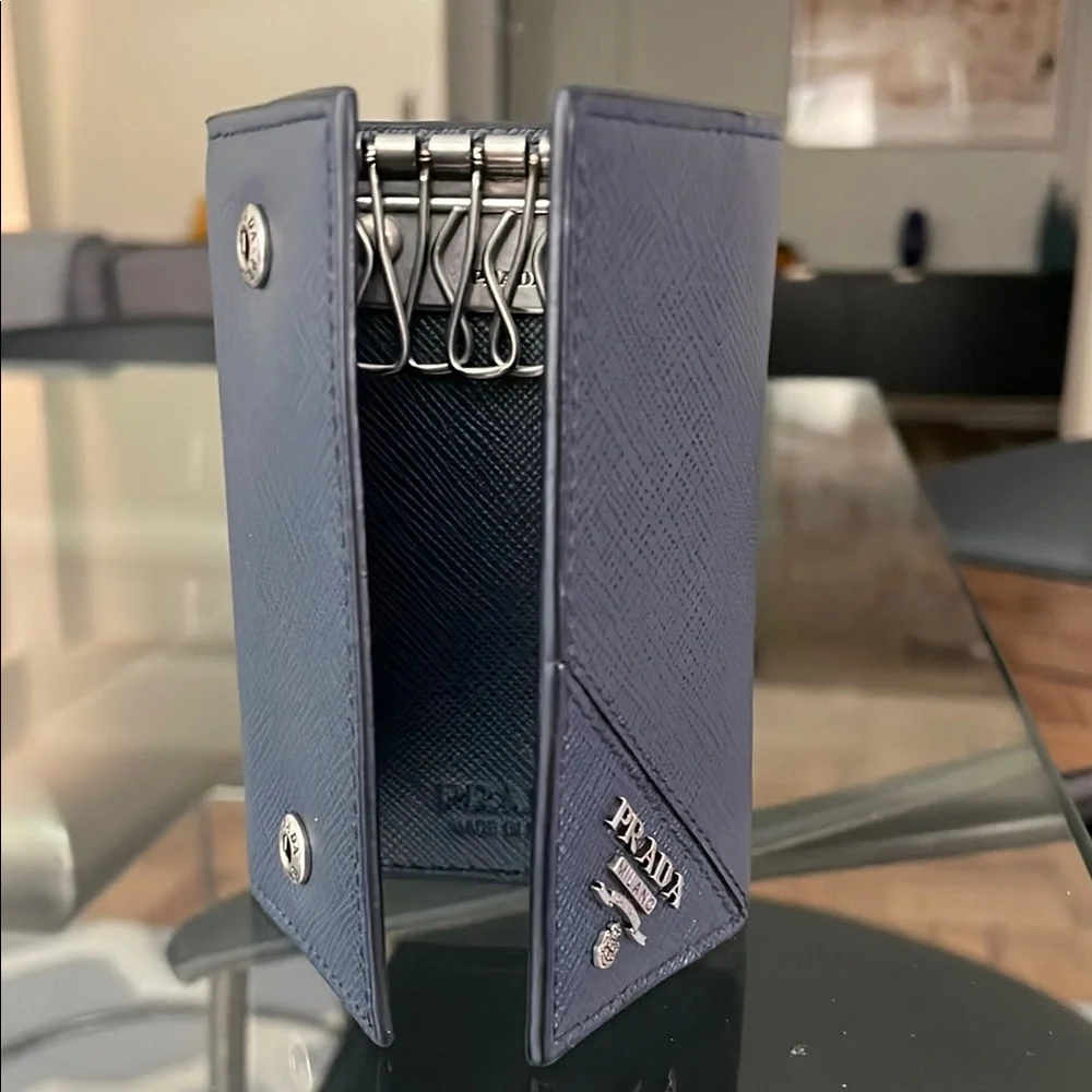 Prada Dark Blue Leather Key Holder - Picture 3 of 7